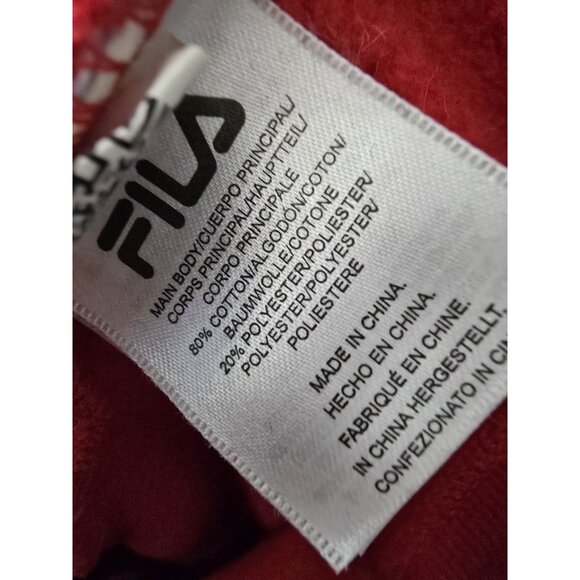 FILA Marzio Pullover Hoodie Mens M Navy & Red Drawstring Color Block - Picture 7 of 8